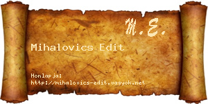Mihalovics Edit névjegykártya